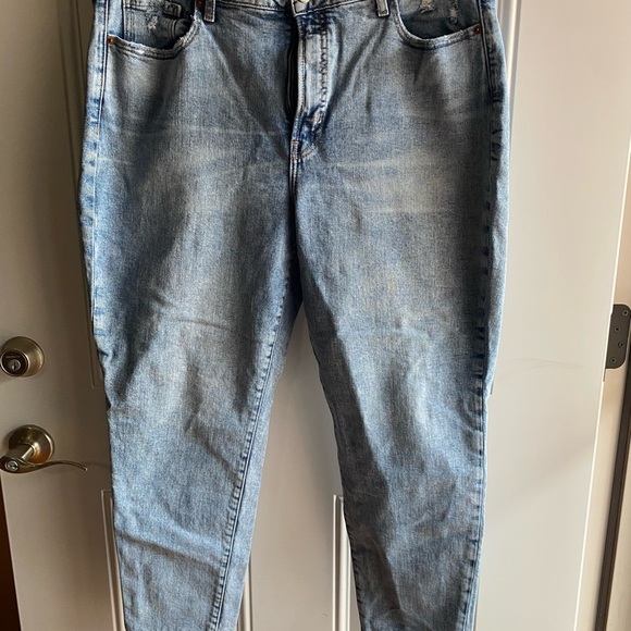 Old Navy Blue OG Straight Leg Jeans Size 18 Acid Wash Retro Hi Rise 27” Inseam - Picture 1 of 8